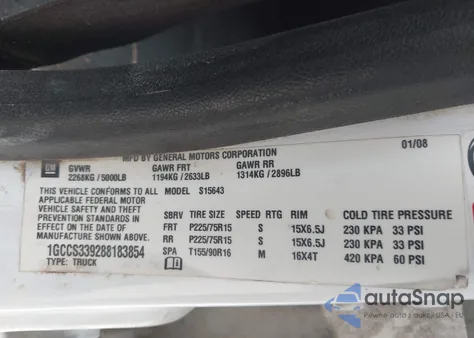 2008 Chevrolet Colorado Lt z USA, uszkodzony, nr VIN 1GCCS339288183854